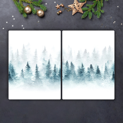 Kitchen Splashback Forest Christmas tree Christmas Snow