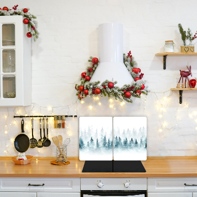 Kitchen Splashback Forest Christmas tree Christmas Snow