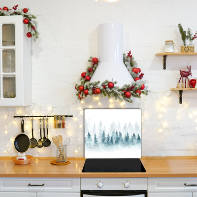 Kitchen Splashback Forest Christmas tree Christmas Snow