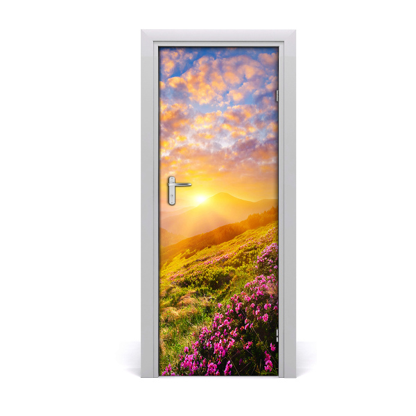 Self-adhesive door sticker Sunset mountains