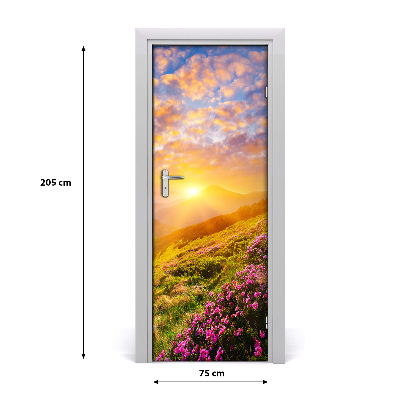 Self-adhesive door sticker Sunset mountains