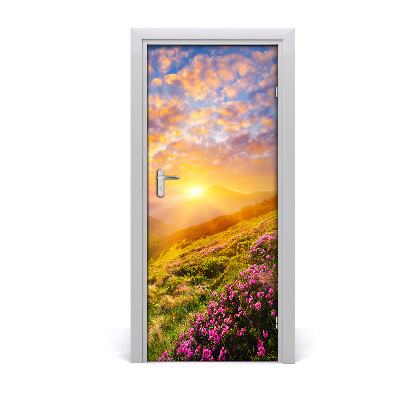 Self-adhesive door sticker Sunset mountains