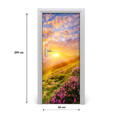 Self-adhesive door sticker Sunset mountains