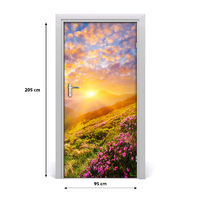 Self-adhesive door sticker Sunset mountains