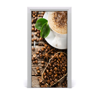Self-adhesive door wallpaper Coffee