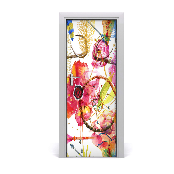 Self-adhesive door sticker Flowers boho style