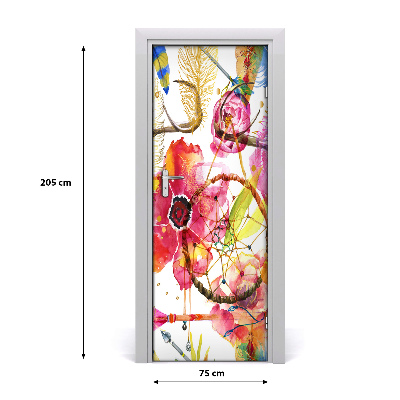 Self-adhesive door sticker Flowers boho style