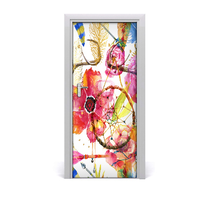 Self-adhesive door sticker Flowers boho style