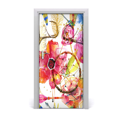 Self-adhesive door sticker Flowers boho style