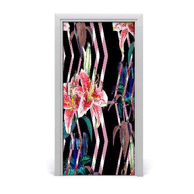 Self-adhesive door sticker Lilies background
