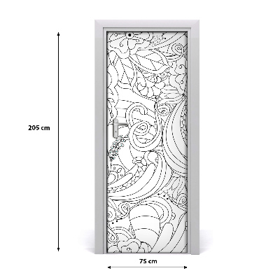 Self-adhesive door sticker Zentangle background