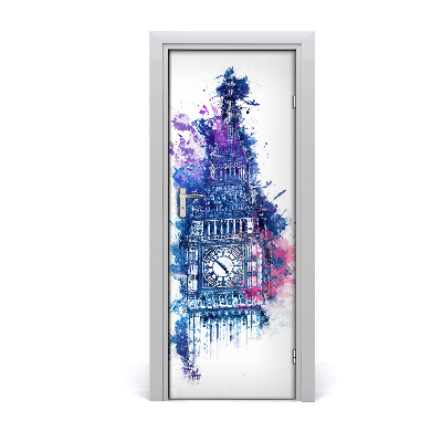 Self-adhesive door sticker Colorful big ben