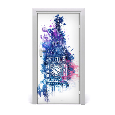 Self-adhesive door sticker Colorful big ben