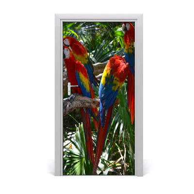 Self-adhesive door sticker Wall of ary parrots