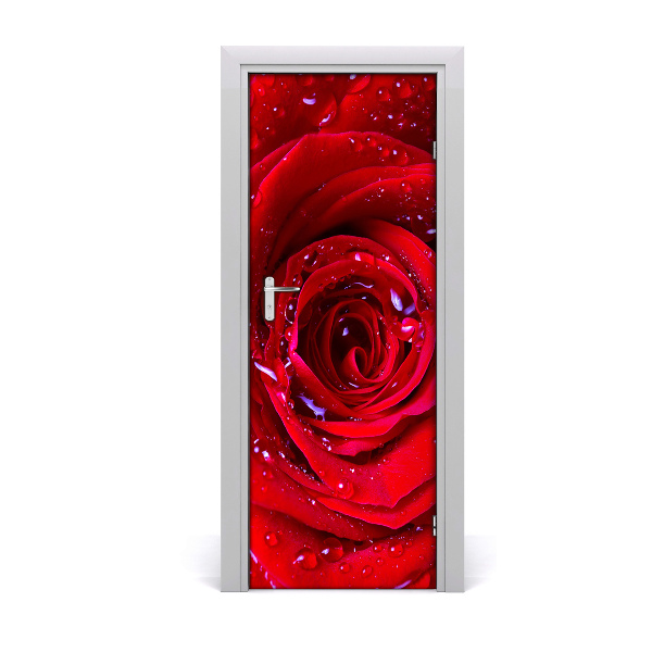 Self-adhesive door sticker Red rose