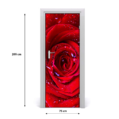 Self-adhesive door sticker Red rose