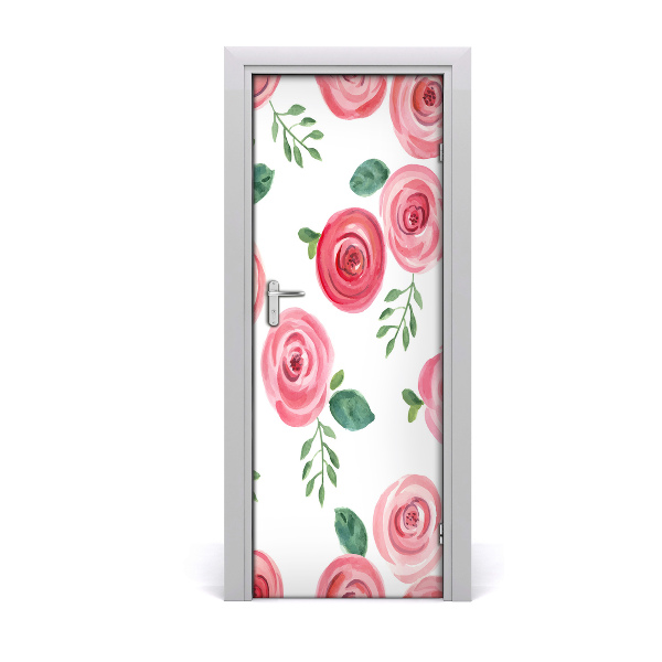 Self-adhesive door sticker Pink rose