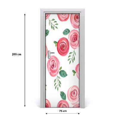 Self-adhesive door sticker Pink rose