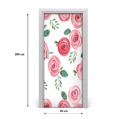 Self-adhesive door sticker Pink rose