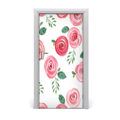 Self-adhesive door sticker Pink rose