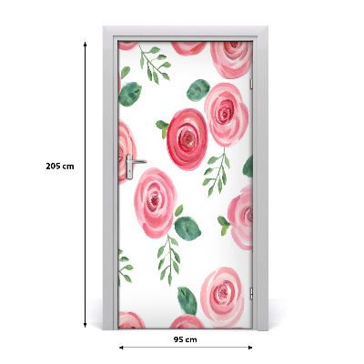 Self-adhesive door sticker Pink rose