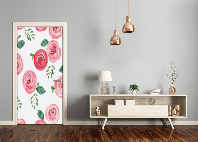 Self-adhesive door sticker Pink rose