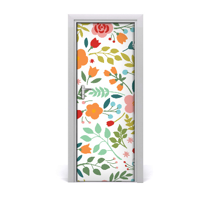 Self-adhesive door veneer Colorful flowers