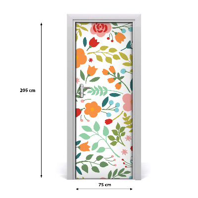 Self-adhesive door veneer Colorful flowers