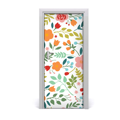 Self-adhesive door veneer Colorful flowers