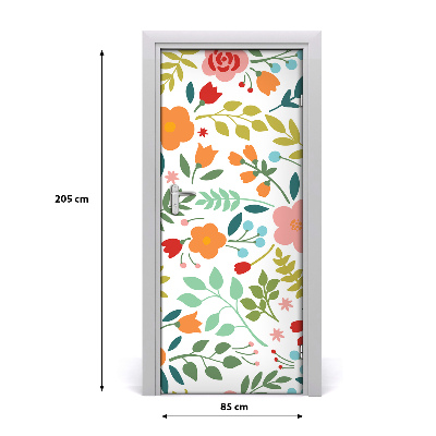 Self-adhesive door veneer Colorful flowers