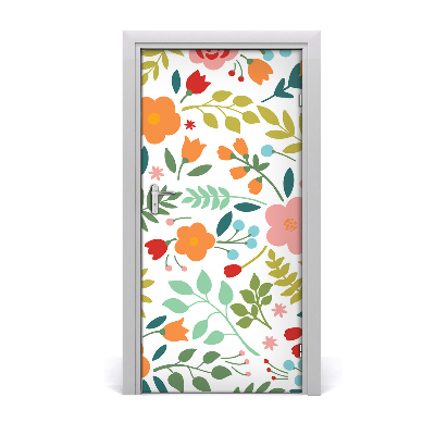 Self-adhesive door veneer Colorful flowers