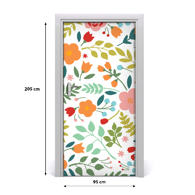 Self-adhesive door veneer Colorful flowers