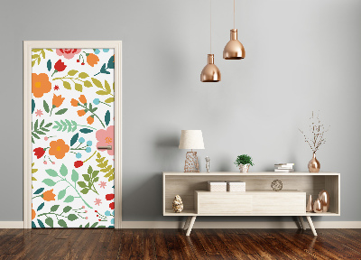 Self-adhesive door veneer Colorful flowers