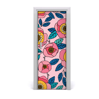 Self-adhesive door veneer Colorful flowers