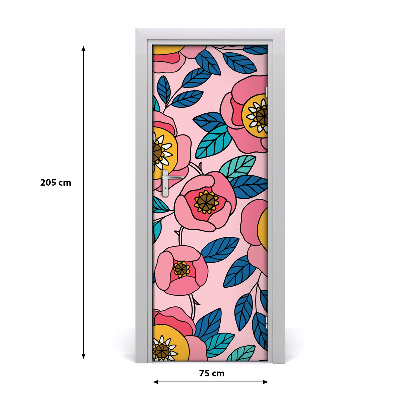 Self-adhesive door veneer Colorful flowers