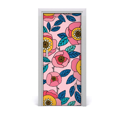 Self-adhesive door veneer Colorful flowers