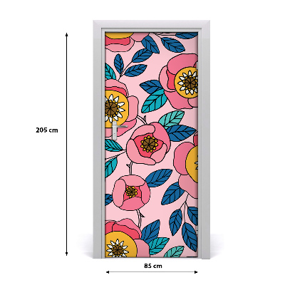 Self-adhesive door veneer Colorful flowers