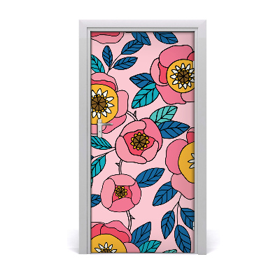 Self-adhesive door veneer Colorful flowers