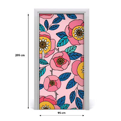 Self-adhesive door veneer Colorful flowers