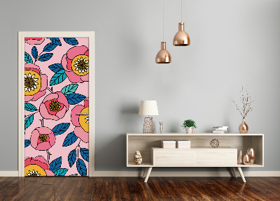 Self-adhesive door veneer Colorful flowers