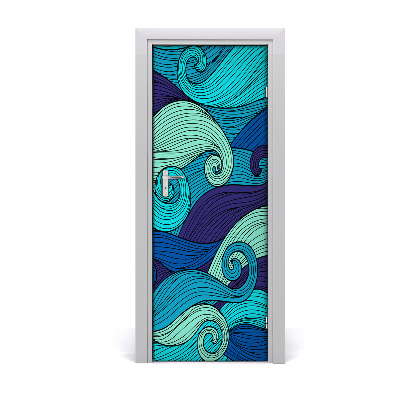 Door wallpaper Abstract waves