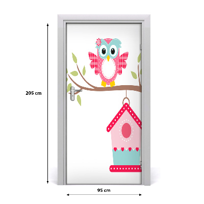 Self-adhesive door sticker Owl on the branch