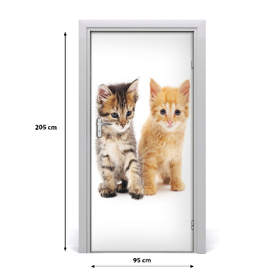 Self-adhesive door sticker Gray and red cat