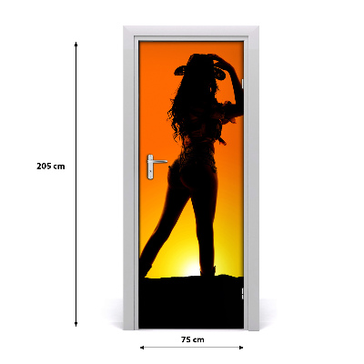 Door wallpaper Cowgirls silhouette