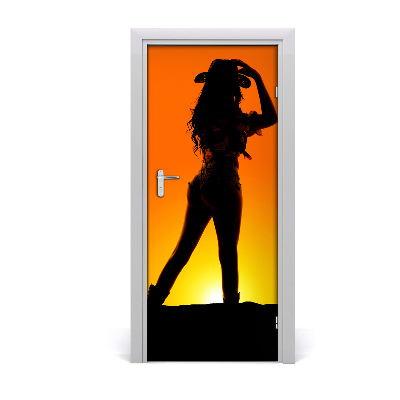 Door wallpaper Cowgirls silhouette