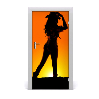 Door wallpaper Cowgirls silhouette