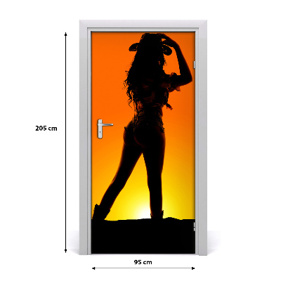 Door wallpaper Cowgirls silhouette