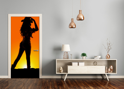 Door wallpaper Cowgirls silhouette