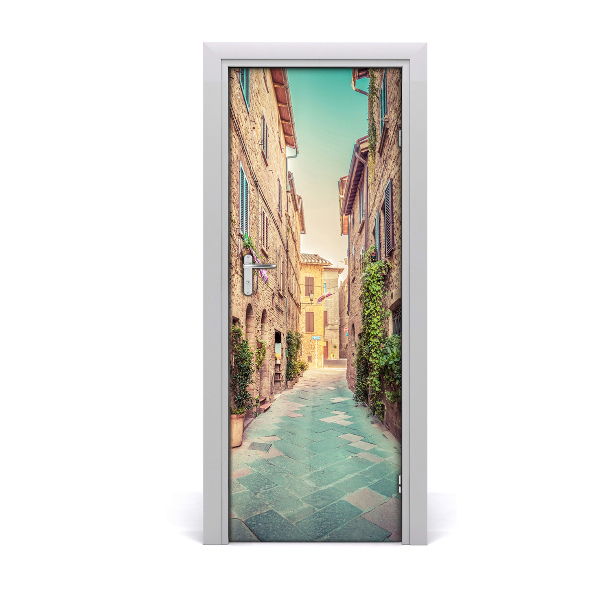 Self-adhesive door wallpaper Italian streets