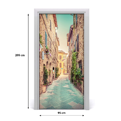 Self-adhesive door wallpaper Italian streets